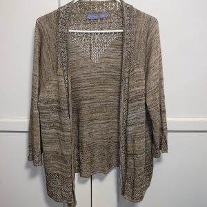 Laura Scott XL Brown Tan Cardigan